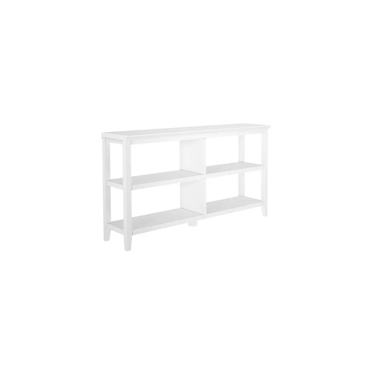 212 MAIN 2-Tier Low Height Wooden Bookcase - White Indoor Furniture Shelf for Living Room Display and Storage