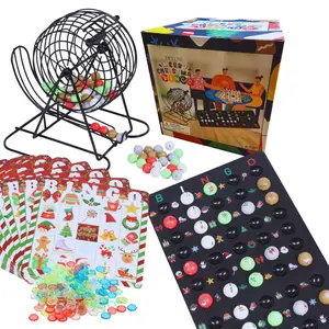 A11P Deluxe Christmas Bingo Set - 8 Inch Metal Cage with Random Ball Selector, 50 Holiday Bingo Cards. Perfect for Family Game Nights, Christmas Parties, Large Groups & Senior Activities.