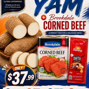 Ghana Yam with corned beef and shito