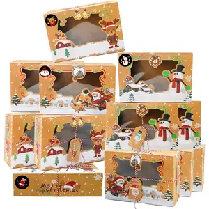 12-Piece Christmas Cookie Gift Box (with Window Design) Christmas Baking Gift Box / Dessert Gift Box / Pastry Gift Box Suitable for pastries, cupcakes, brownies, etc. Brown Kraft Paper Baking Gift Box Dimensions: 8.75 x 5.75 x 2.75 inches