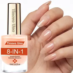 Tinovo Uno 12ml 8-IN-1 Nail Hardener, Fast Natural Air Drying, Nail Strengthener, Nail Care Product, Protect Soft, Brittle, and Thin Nails, Nail Care Oil, Nail Top Coat Gel, Non-Toxic Formula, High Glossy Shine, Brand Logo Lid, Manicure