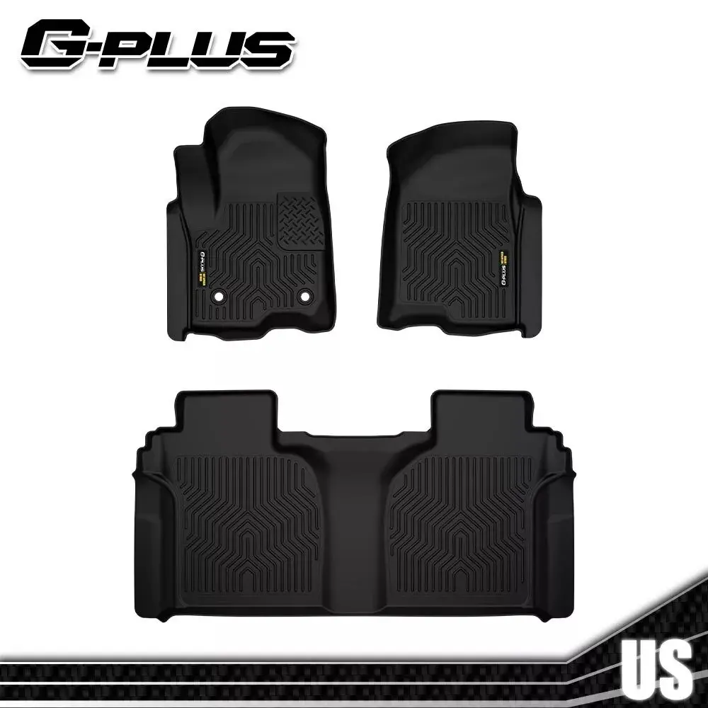 G-PLUS TPE Floor Mats for 2007-2024 Silverado Sierra 1500 2500HD 3500HD Crew Cab All Weather Waterproof Anti-Slip TPE Rubber Floor Liners Floor Mats Liner
