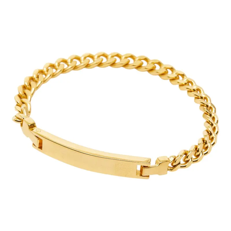 Pre-owned GIVENCHY Brass Small Leather Goods Logo Plate Bracelet