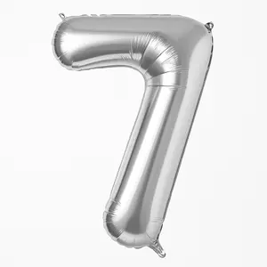 Silver Number 7 Foil Balloon - Large Metallic