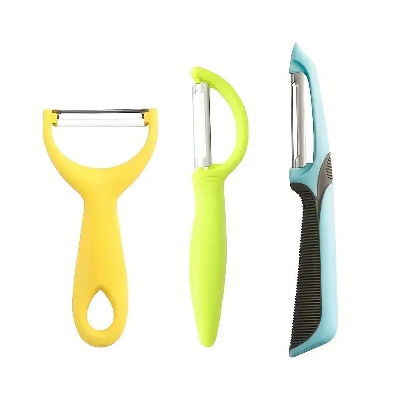 Stainless Steel Peeler Set, 3 Counts/set Multifunctional I-shaped & Y-shaped Peeler, Household Kitchen & Gadgets, Kitchen Peeling Utensils for Fruit, Vegetable, Vegetable Fruit Cutter