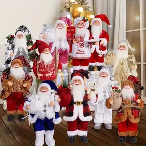 1pc 12in Modern Plastic Santa Claus Figurine - Cute Reusable Christmas Ornament, Home Decor Prop for Indoor/Outdoor Tabletop, Garden Use