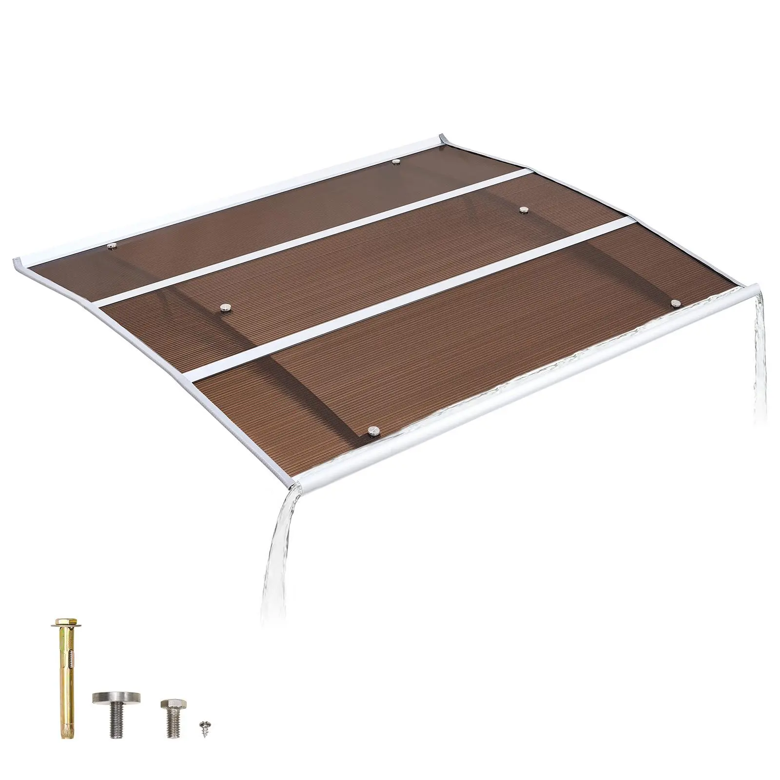 【SummerFinds】VEVOR Awnings for Door Entrance, 37 x 47 in, Exterior Front Door Window Awnings with Drainage & ABS Bracket, Rain Snow Sun Protection, Overhang Polycarbonate Door Canopy for Porch Patio, Brown