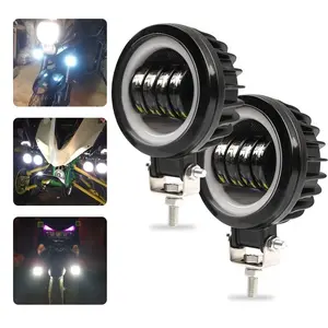 Circular 40w High Power LED Work Light for Automotive Cars Motorcycles Electric Vehicles, Modified Fog Lamp, External Spotlight with Lens, Motorcycle Led Lights, Led Front Lights, Driving Lights