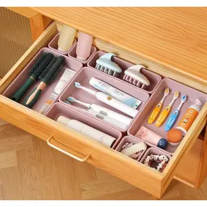 16 PCS Drawer Organizer Set Plastic Storage Trays 3 Size Multi Use For Bathroom Makeup Kitchen Gadgets Bedroom Vanity Office Desk Drawer Dividers Lightweight Durable Washable Organizers