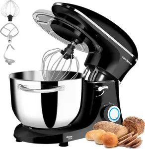 Stand Mixer, 6Qt Electric Food Mixer, 660W 6-Speeds Tilt-Head Dough Mixers with Dishwasher-Safe Dough Hook, Wire Whip & Beater for Daily Use Kitchen Multifunction Steel Durable