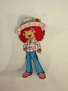 Vintage Strawberry Girl 2x4 UV DTF Decal – Retro Cute Cartoon Style