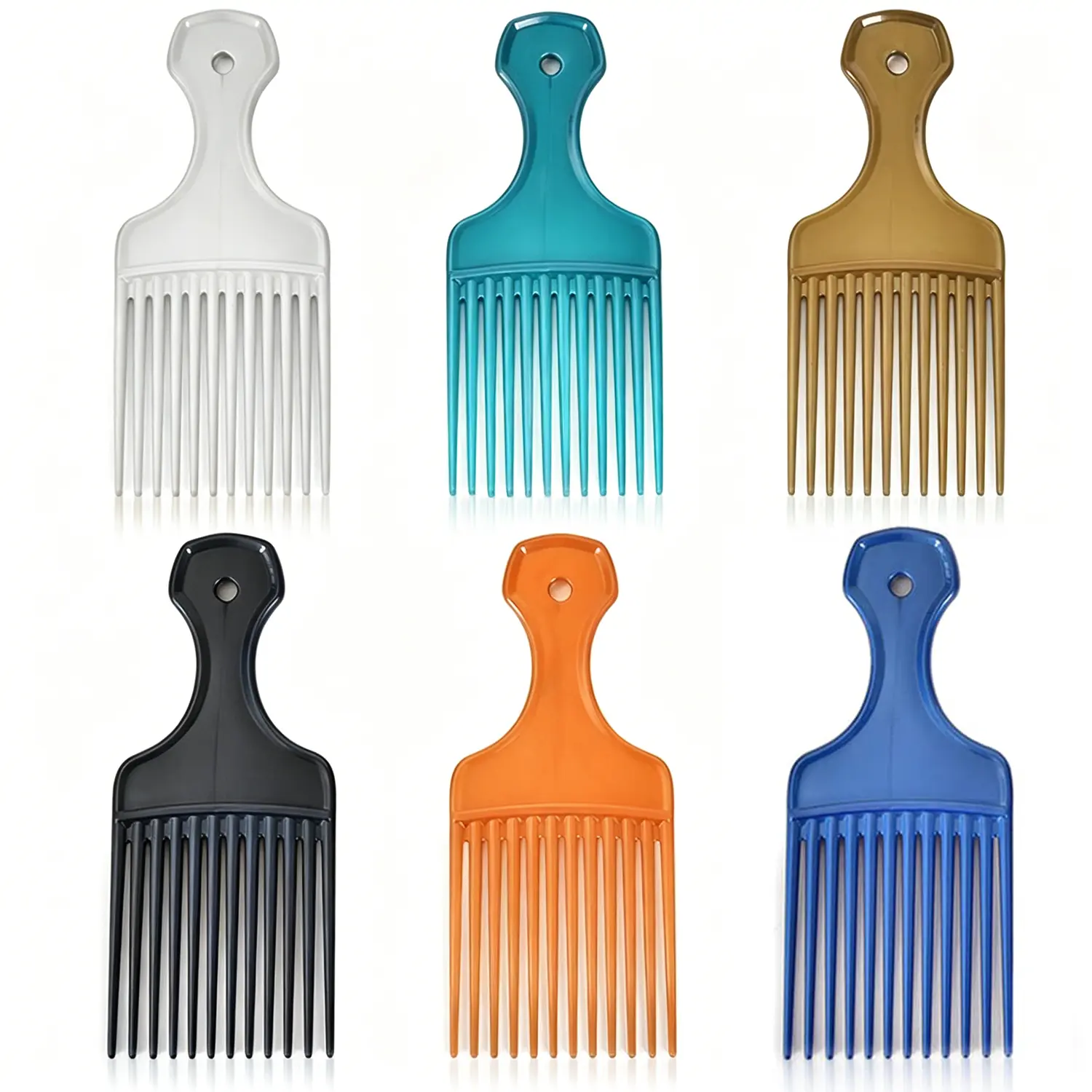 6 Pcs Hair Pick Comb Wide Tooth Lift for Hair Styling Detangling, 6.3 Inch Plastic Afro Pick for Women Men Curly and Afro Hair Combs For Hair Stylist Hair Tool