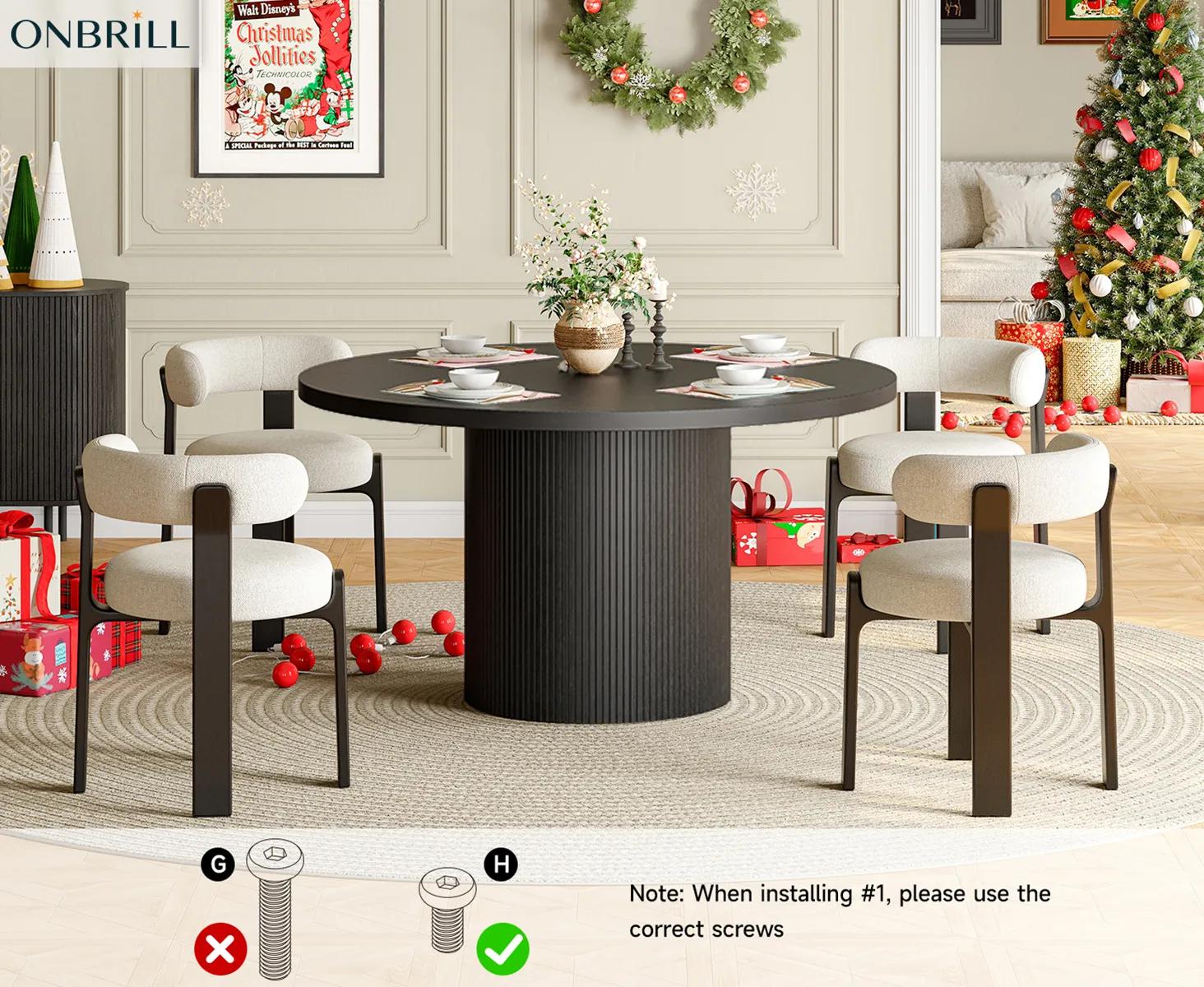 【DealsforYouDays】ONBRILL 47 Inch Round Dining Table for 4, Circle Kitchen Table with Wood Strip Base, Modern Farmhouse Dinner Tables for Kitchen, Living Room 【DealsforYouDays】ONBRILL 47 Inch Round Dining Table for 4, Circle Kitchen Table with Wood Strip Base, Modern Farmhouse Dinner Tables for Kitchen, Living Room