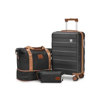 Joyway 3-Piece Luggage Set 20-Inch Carry-On Suitcase with Spinner Wheels TSA Lock Travel Duffel Bag and Toiletry Bag Hardside Lightweight Luggage ,Black
