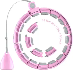 Smart Weighted Hula Ring Hoops for Adults Weight Loss, Quiet Infinity Hoop with Ball, Fitness Hoop Plus Size 128CM, Silent Hoola Hoop with 18 Adjustable Links
