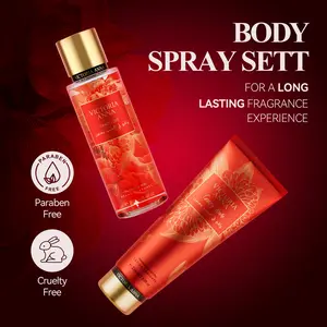 Victoria Anna Crazy Love Women's Fragrance Set Long-lasting Body Spray & Hydrating Lotion Sweet Almond Vanilla Musk Scent Cruelty Free Paraben Free