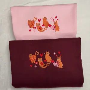 Valentine’s Day Orange cats embroidered sweatshirt