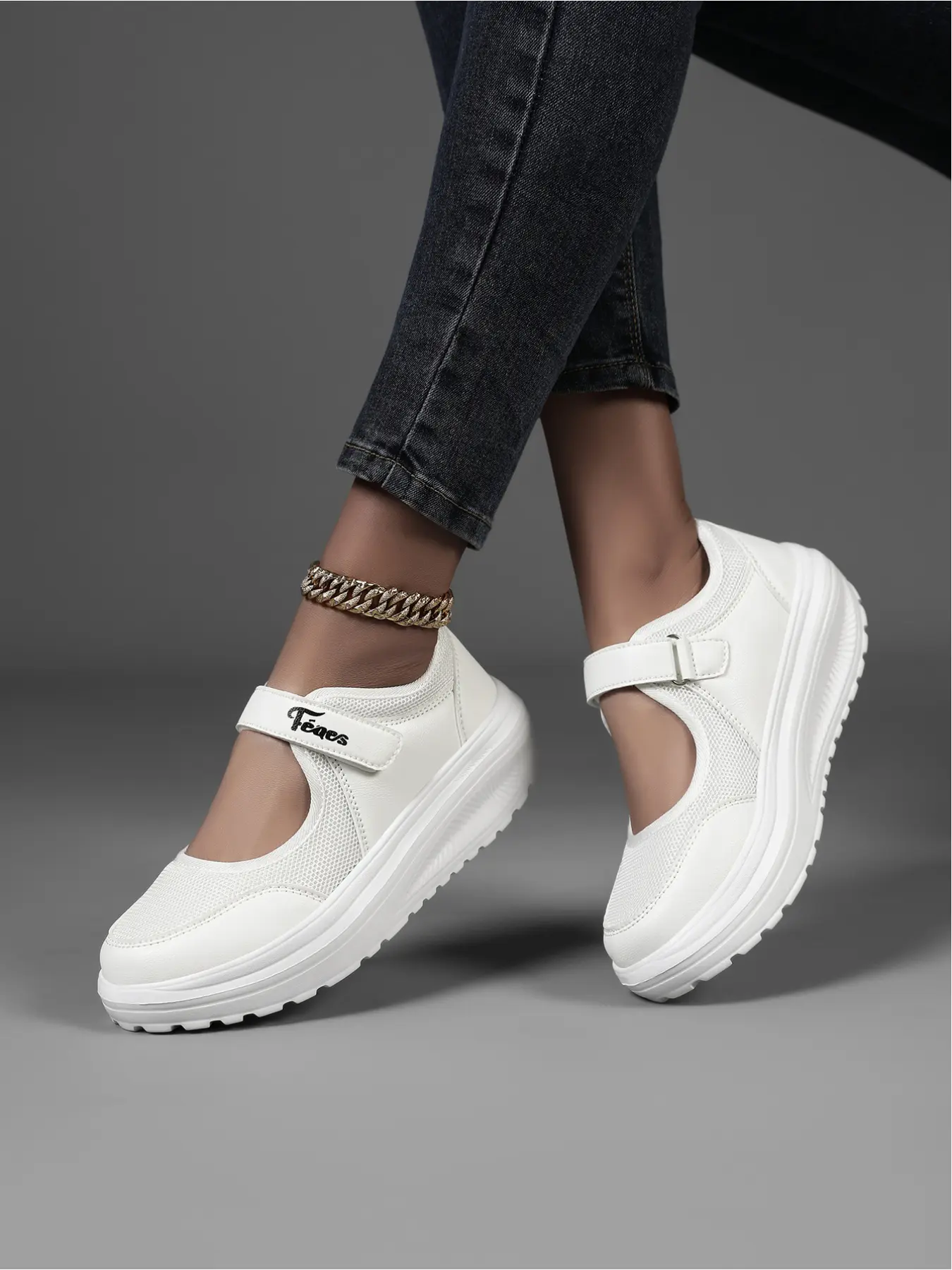 Lightweight Breathable Knit Women's Trendy Summer Walking Shoes | Easy Slip-On with Hook and Loop Closure | Cushioned Thick Sole for Outdoor & Casual Outfits Walking Footwear