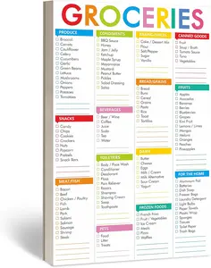 90 Sheets Grocery List Pad, 110 Printed Common Food for Fridge and Blank Grocery Shopping Spaces 6”x 9”