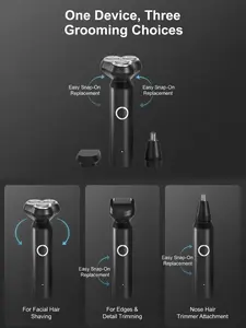 Men’s Electric Razor, 3D Floating Head Shaver & Beard Trimmer, Wet & Dry Use, Waterproof Rechargeable Cordless Shaving Tool, Close Smooth Shave for Face, Neck, Jawline & Sideburns, Portable Grooming Kit