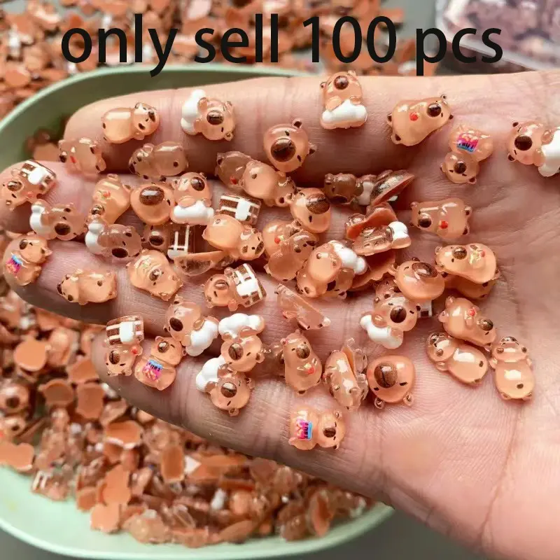 100pcs Mini Capybara Decorations Animal Ornaments, Animal Collectibles Lightweight Resin Figurine Crafts for Nail Art Desk Decor Cute Desktop Decoration - Perfect Christmas Gifts