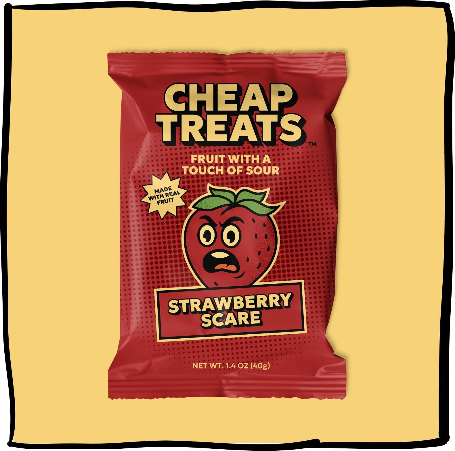 Cheap Treats Strawberry Scare Sour Fruit Chews Candy Snack