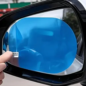 Car Rear View Mirror Rain Film, Waterproof Anti-Fog Coating, Clear Visibility in Heavy Rain, Traceless, Safe Driving, Right Side Oval, Flat Mirror Surface