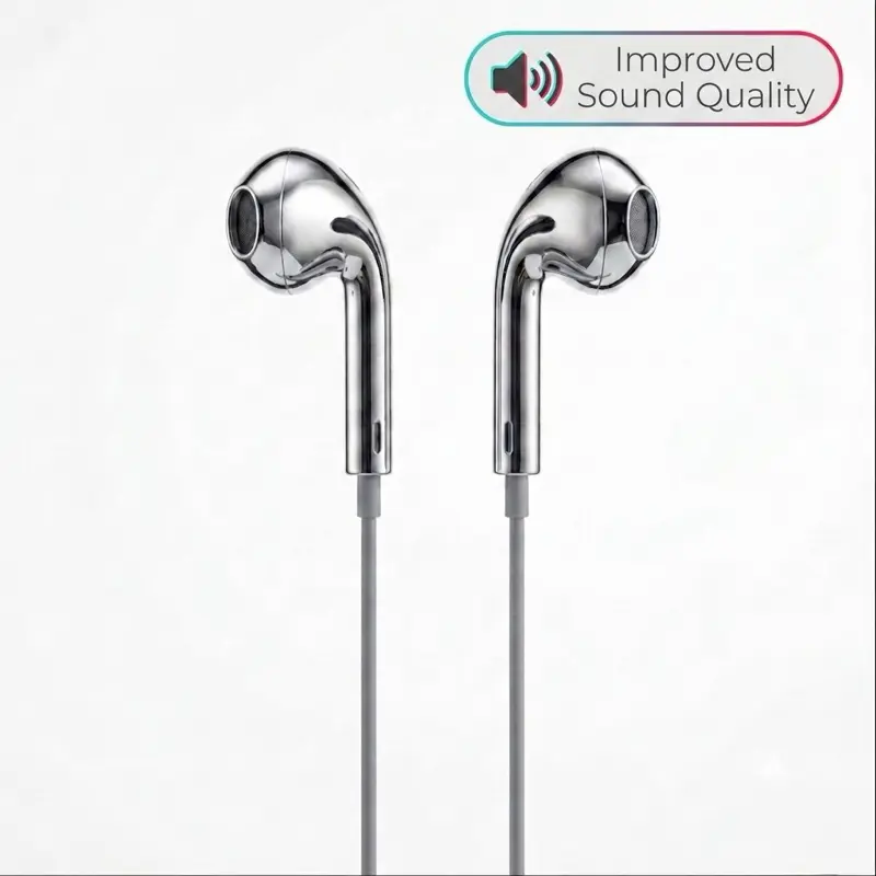 Type C Wired Earbuds with Chrome Finish, Improved Sound Quality,  Functional, Y2K Trendy Portable Electronic Audio Headphones