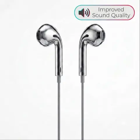 Type C Wired Earbuds with Chrome Finish, Improved Sound Quality,  Functional, Y2K Trendy Portable Electronic Audio Headphones