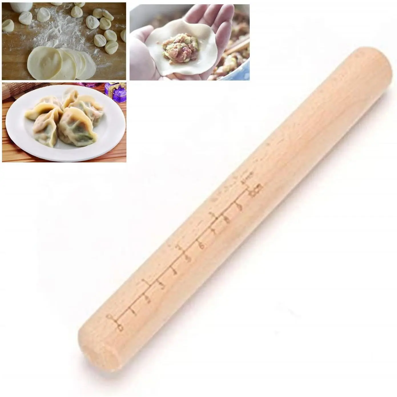 9 Inch Kitchen Rolling Pin, Baking Dough Roller for Dumpling, Tortilla, Pizza