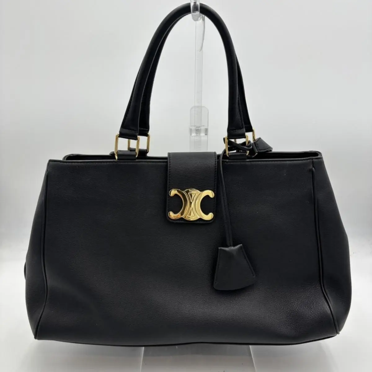Pre-owned Celine As Shown Shoulder Bags Céline Black Leather Triomphe Tote Bag AL079