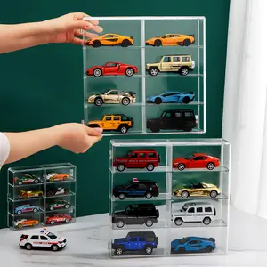 Stackable Acrylic Display Dustproof Case Box for Diecast Cars with Hinged Door, Toy Car Storage Organizer for Hot Wheels Matchbox