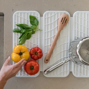 Dish Pad - Drift - Collapsable Stone Dish Drying Mat with Diatomaceous Earth for Quick Drying - Ultra Absorbent - Encased in Silicone