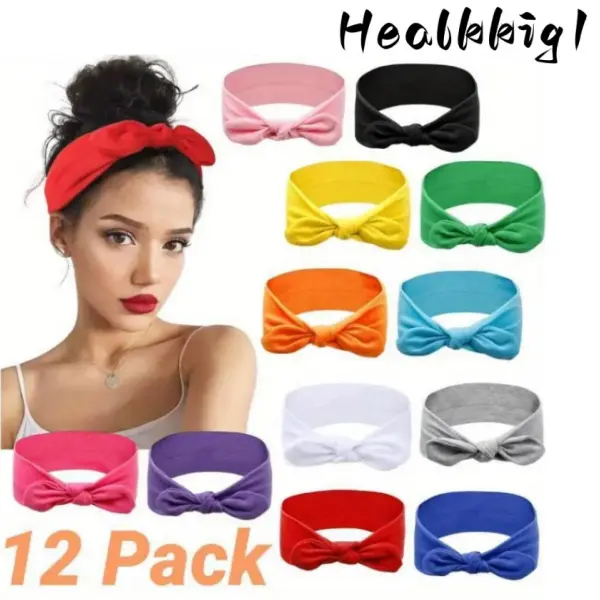 Women's 12pcs Mix Color Headbands - Cute Knot Design - Comfortable Stretchy High-Quality Material - Fashionable Hair Accessories for Sports, Daily Wear, Headbands For Women