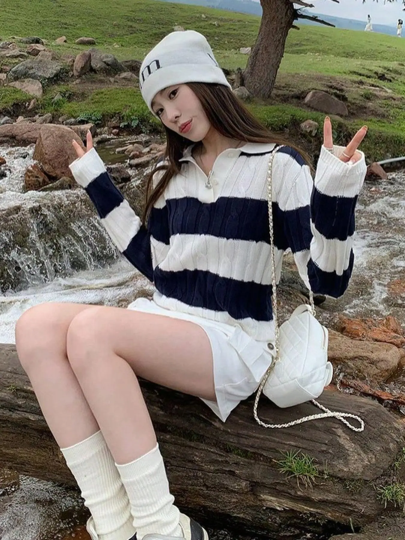 Women's Colorblock Button Collar Sweater, Casual Long Sleeve Jumper for Fall & Winter, Fashion Ladies' Knitwear for Daily Wear