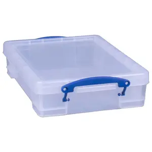 Really Useful Box 4L Plastic Storage Container w/Snap Lid & Clip Lock Handles Organiser Transparent