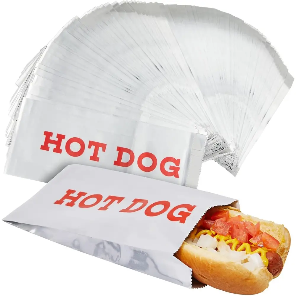200-Pack Durable Aluminium Foil Wraps, 3.7 x 9 inches Individual Disposable Packaging Sleeves for Burgers, Hot Dogs, Greasy Foods – Quick Cleanup for Concession Stands, Food Truck Events, Fairs