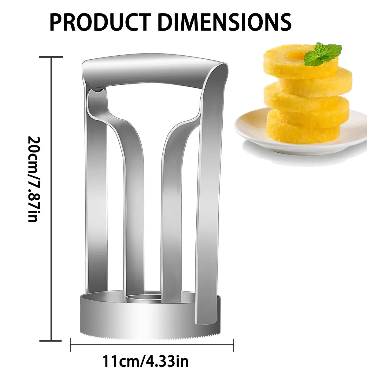 Stainless Steel Pineapple Corer Slicer Utensils (1pc/2pcs) - Compact Solid Metal, Ergonomic Easy-Grip Handle Fruit Tool, 11cm Base Width, 20cm/7.87in Height, Modern Kitchenware Design for Home Use, Restaurant