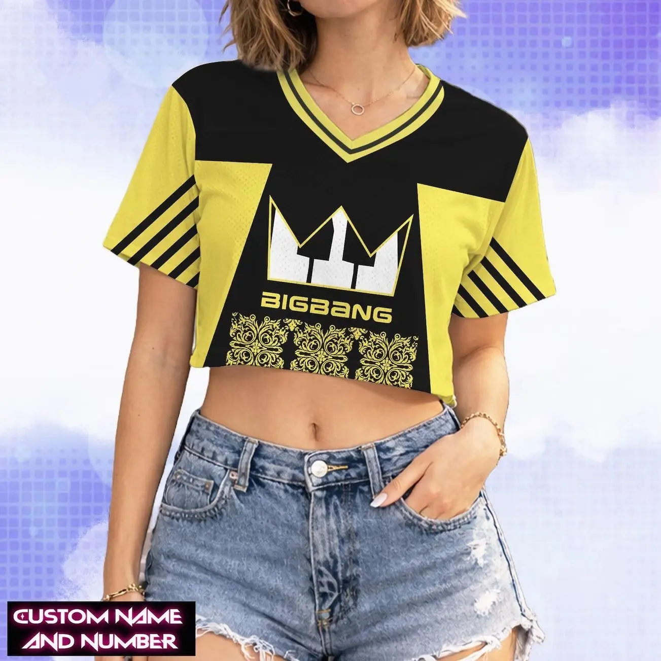 Custom Kpop Crop Top Jersey, VIP BB Concert Outfit, World Tour Football Jersey, Vintage Aesthetic Kpop Merch, Custom Fan Gift