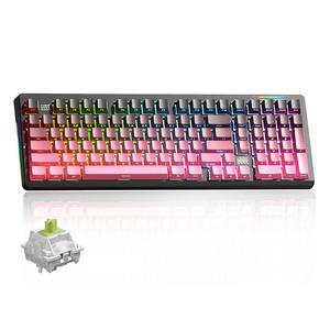 lingbao k98 mechanical keyboards, rechargeable wireless keyboard with rgb side lights, gaming keyboard for office & home, colorful design keyboard, durable lighted mechanical keyboard