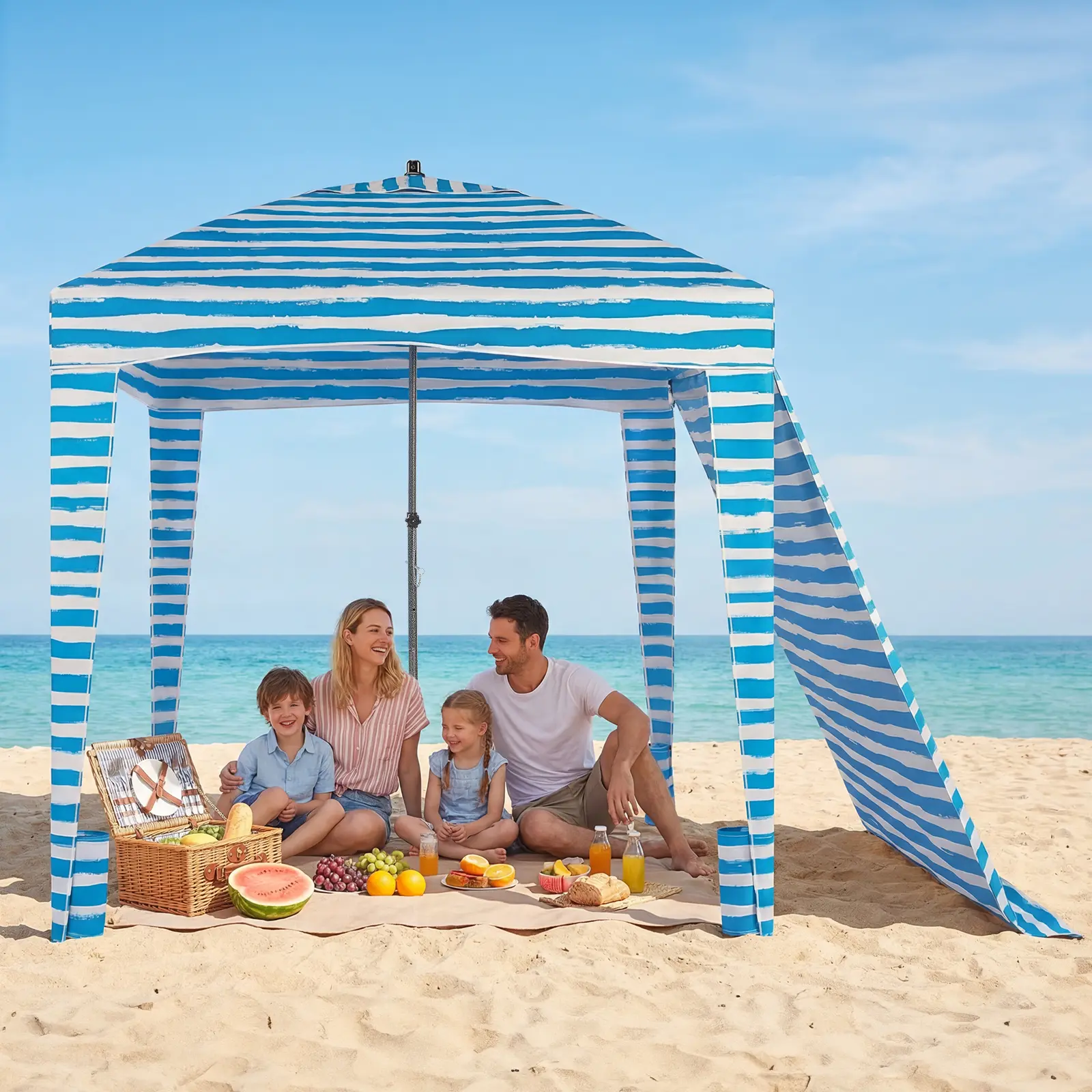 Sweetcrispy Portable Canopy Tent - UPF 50+, Waterproof Easy-Setup Outdoor Sun Shelter with Vent Top, Sand Pockets & Carry Bag for Family Beach Parties, Camping & Hiking