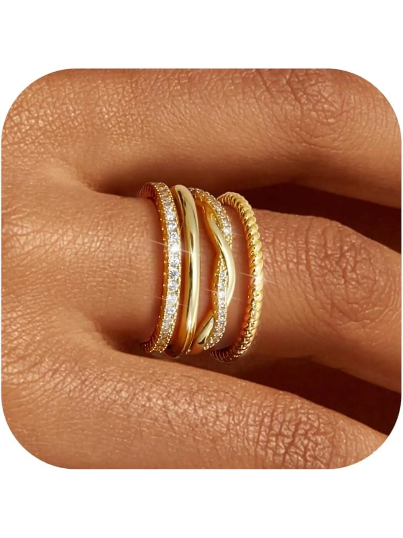 Women's 14k Stackable Rings, Non-Tarnish Design, Dainty & Stylish, Perfect for Everyday Wear, Gift Idea for Her, Dainty Stacking Rings, Fashion Stackable Rings