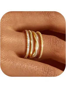 Women's 14k Stackable Rings, Non-Tarnish Design, Dainty & Stylish, Perfect for Everyday Wear, Gift Idea for Her, Dainty Stacking Rings