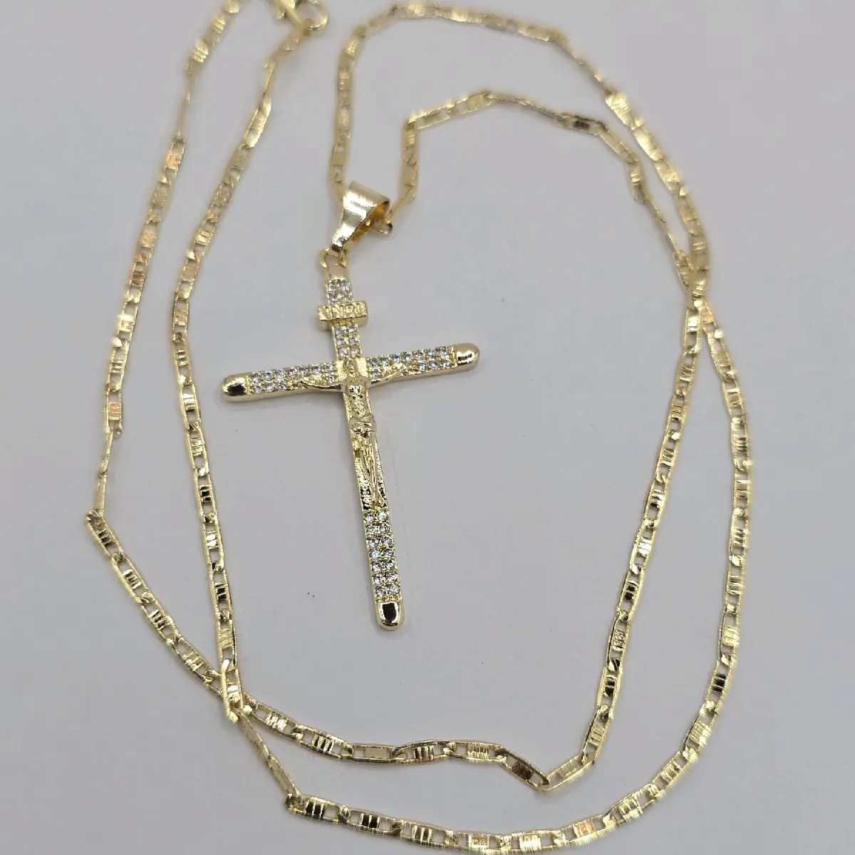 CHRIST ON THE CROSS fashion with clear stones  style  gold-plated beautiful 22"inches chain