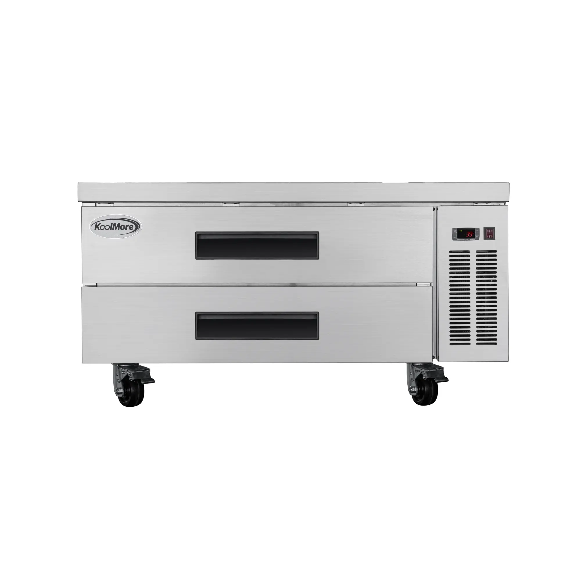 48 in. Commercial Chef Base Refrigerator Storage Cabinet for Cold Foods, Fresh Ingredients, and Condiments, Refrigerated Pull-Out Drawers, Rolling Caster Wheels, ETL Listed (KM-BR-482D)
