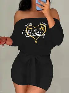 I8016b126 Color Block One-Shoulder Tie Shoulder Printed Two-Piece Set, Casual Fitted Style for All Seasons, Regular Length Knit Fabric, Fall outfit