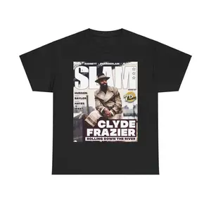 AllStar - Clyde Frazier Vintage Graphic Short Sleeve T-shirts,  Vintage Retro Basketball Streetwear Crewneck Casual Tropical Summer