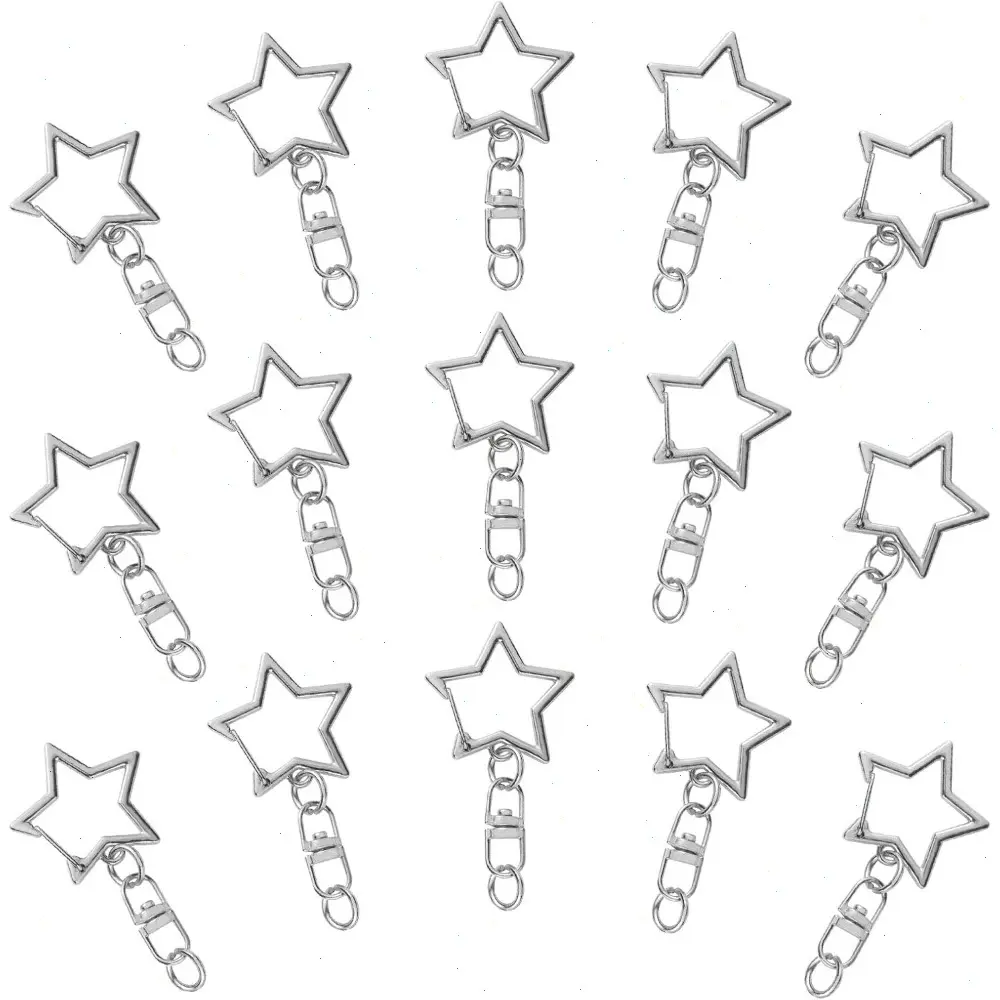 60Pcs Star Shaped Spring Snap Keychain Clip,Metal Swivel Clasp Snap Hook Key Ring with Chain Hanging Buckle with Open Jump Ring Connector for DIY Crafts Key Ring Making,Keychain Accessories