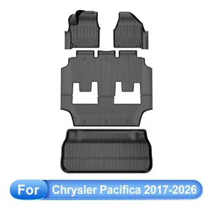 【fathersdaygift】AOMSAZTO 7-Seat Car Interior Accessories Set for Chrysler Pacifica 2017-2026 - 4Pcs Weatherproof TPE Car Floor Mats, High-Precise Dust Proof Trunk Cargo Liner (Father's Day Gift)