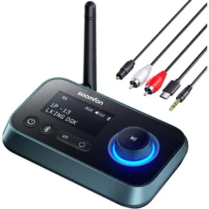 Bluetooth Transmitter For TV, 3-in-1 Bluetooth 5.0 Transmitter Receiver For TV To 2 Headphones With LCD Display, Adjustable Volume, Optical AUX RCA Bypass For Home Stereo Speaker